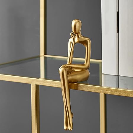 Golden Resin 'Thinker' Sculpture (approx 8.5" tall)
